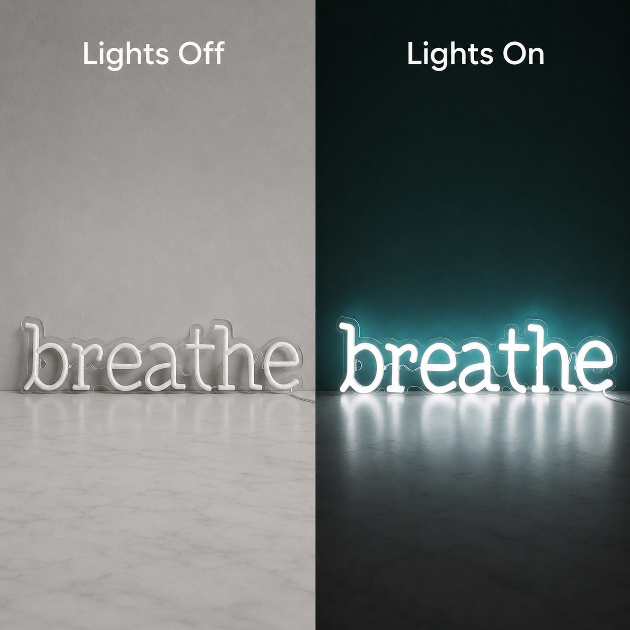 Breathe Room Decor LED Neon Sign - 06 Day Night Comparison