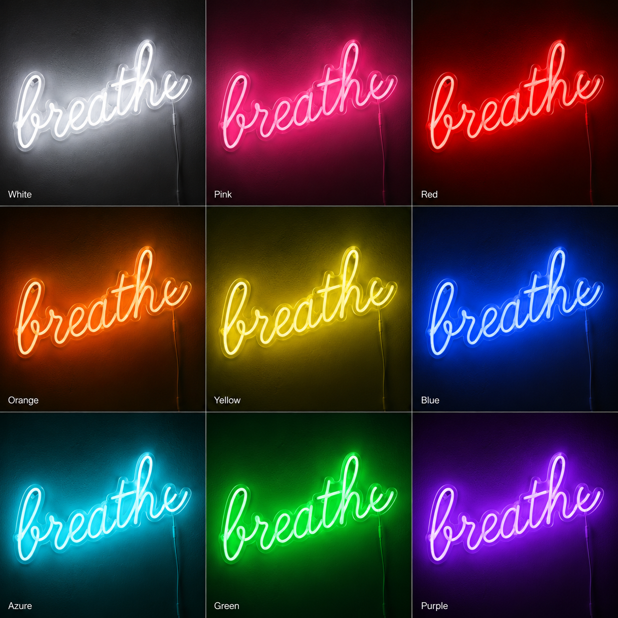 Breathe Wall Decor LED Neon Sign - 05 Color Grid