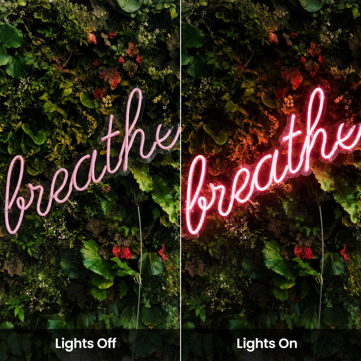 Breathe Wall Decor LED Neon Sign - 06 Day Night Comparison