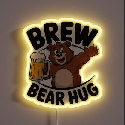 Brew Bear Hug Rgb Led Neon Sign - Shineneon