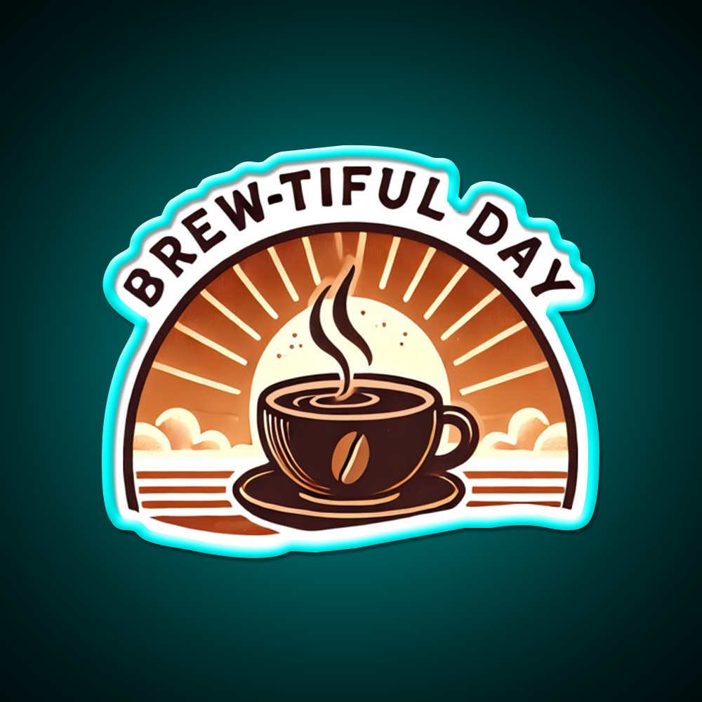 Brew Tiful Day Cup Of Coffee Cafe Led Neon Sign Espresso Bar Art Rgb Color