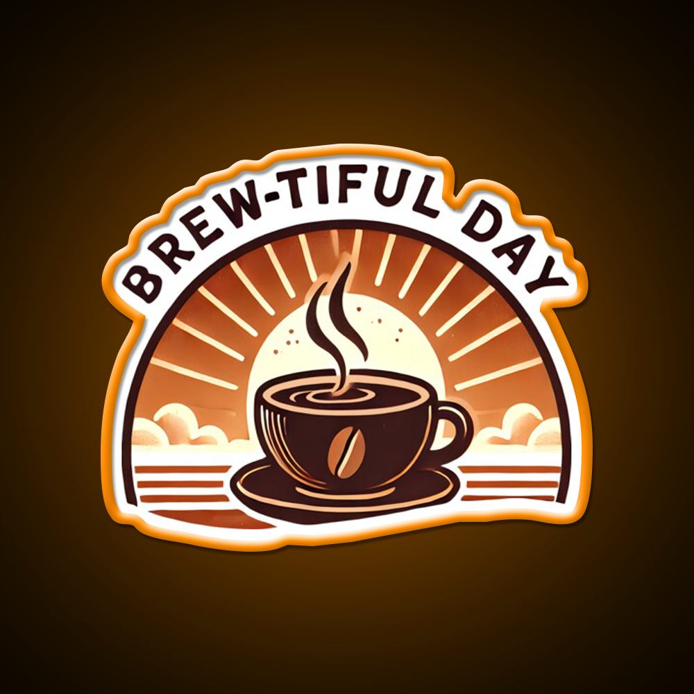 Brew Tiful Day Cup Of Coffee Cafe Led Neon Sign Espresso Bar Art Rgb Color