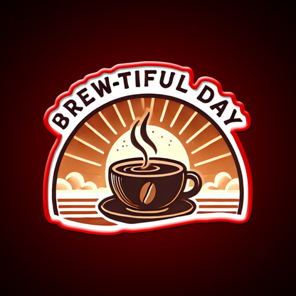 Brew Tiful Day Cup Of Coffee Cafe Led Neon Sign Espresso Bar Art Rgb Color