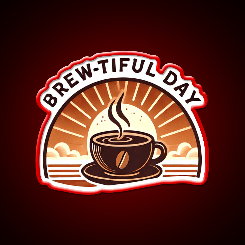 Brew Tiful Day Cup Of Coffee Cafe Led Neon Sign Espresso Bar Art Rgb Color - Shineneon