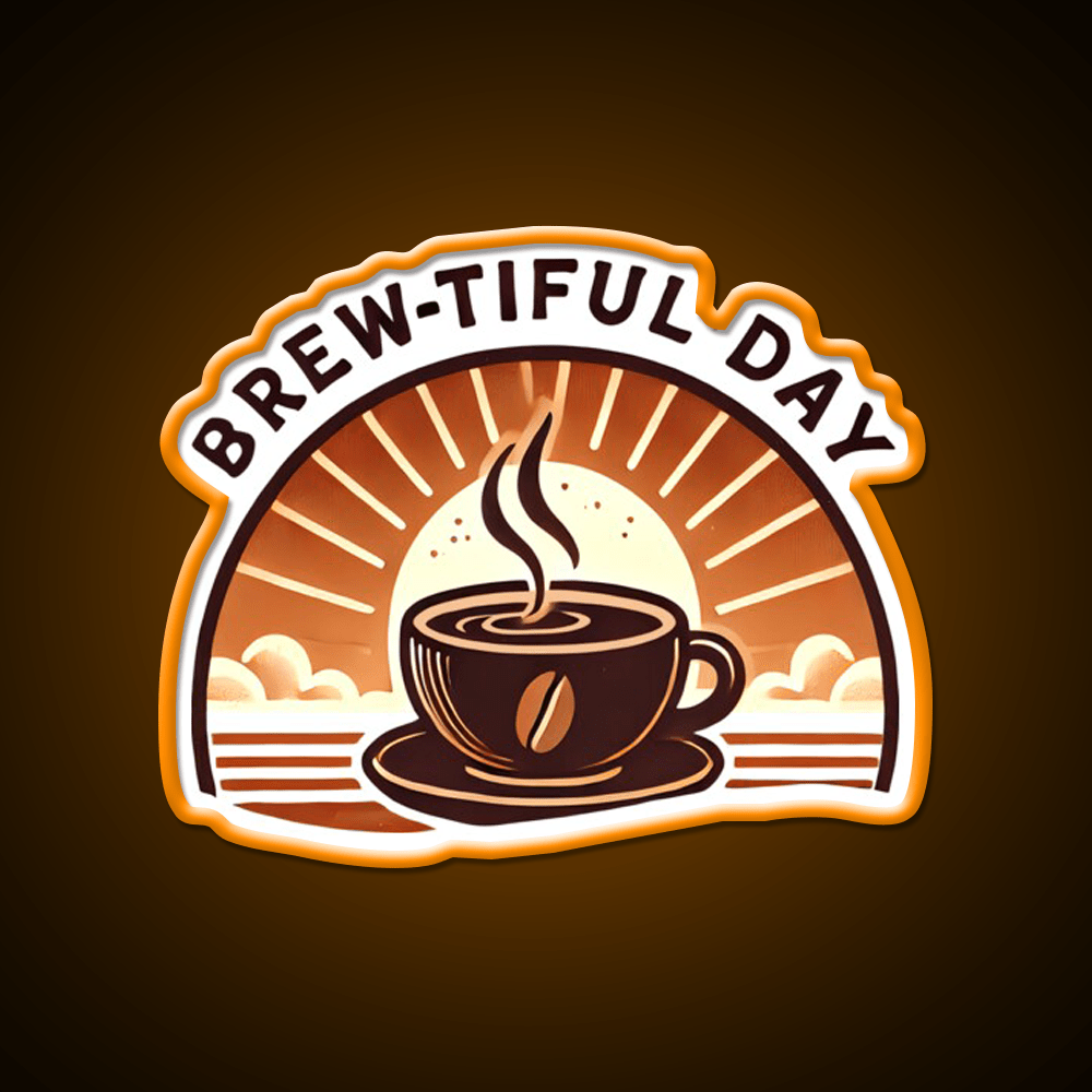 Brew Tiful Day Cup Of Coffee Cafe Led Neon Sign Espresso Bar Art Rgb Color - Shineneon