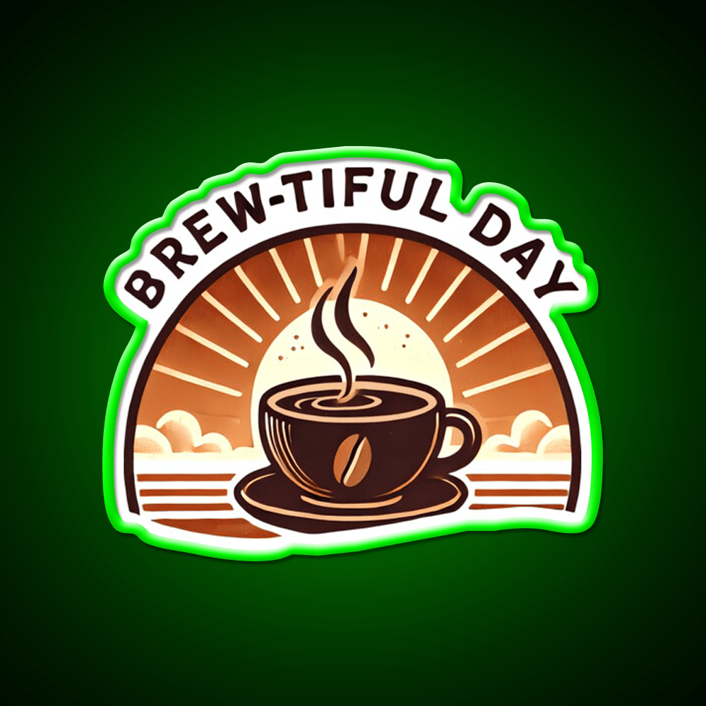 Brew Tiful Day Cup Of Coffee Cafe Led Neon Sign Espresso Bar Art Rgb Color - Shineneon