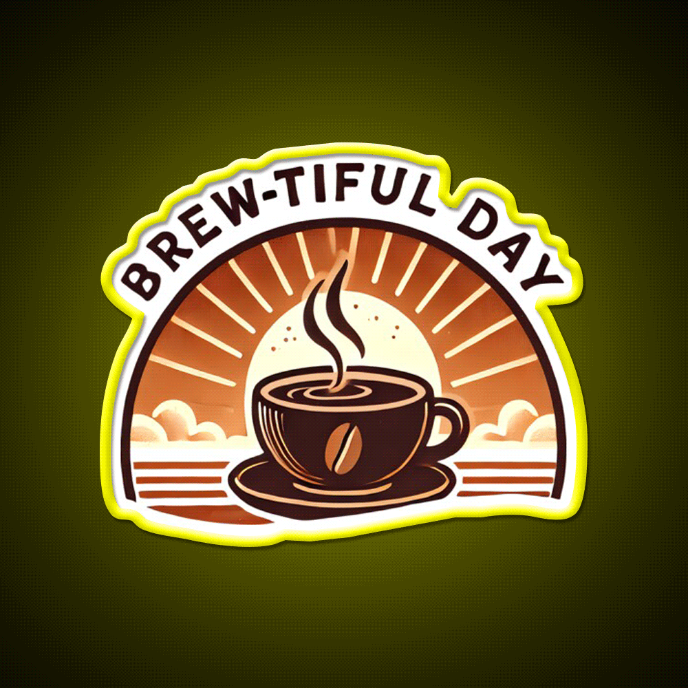 Brew Tiful Day Cup Of Coffee Cafe Led Neon Sign Espresso Bar Art Rgb Color