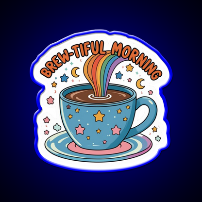 Brew Tiful Morning Rainbow Magic Cafe Led Neon Sign Espresso Bar Art Rgb Color