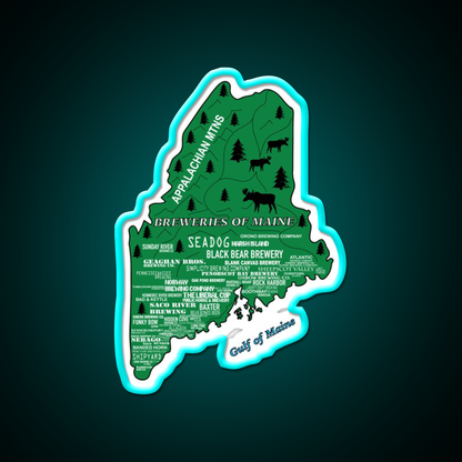 Breweries Of Maine Green Beer Bar Decor Led Neon Sign Rgb Color - Size and dimension reference