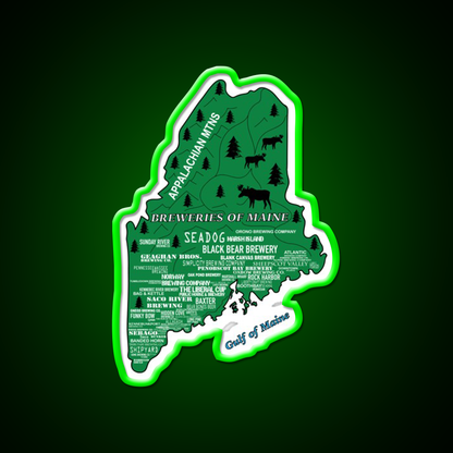 Breweries Of Maine Green Beer Bar Decor Led Neon Sign Rgb Color - LED neon sign view 8
