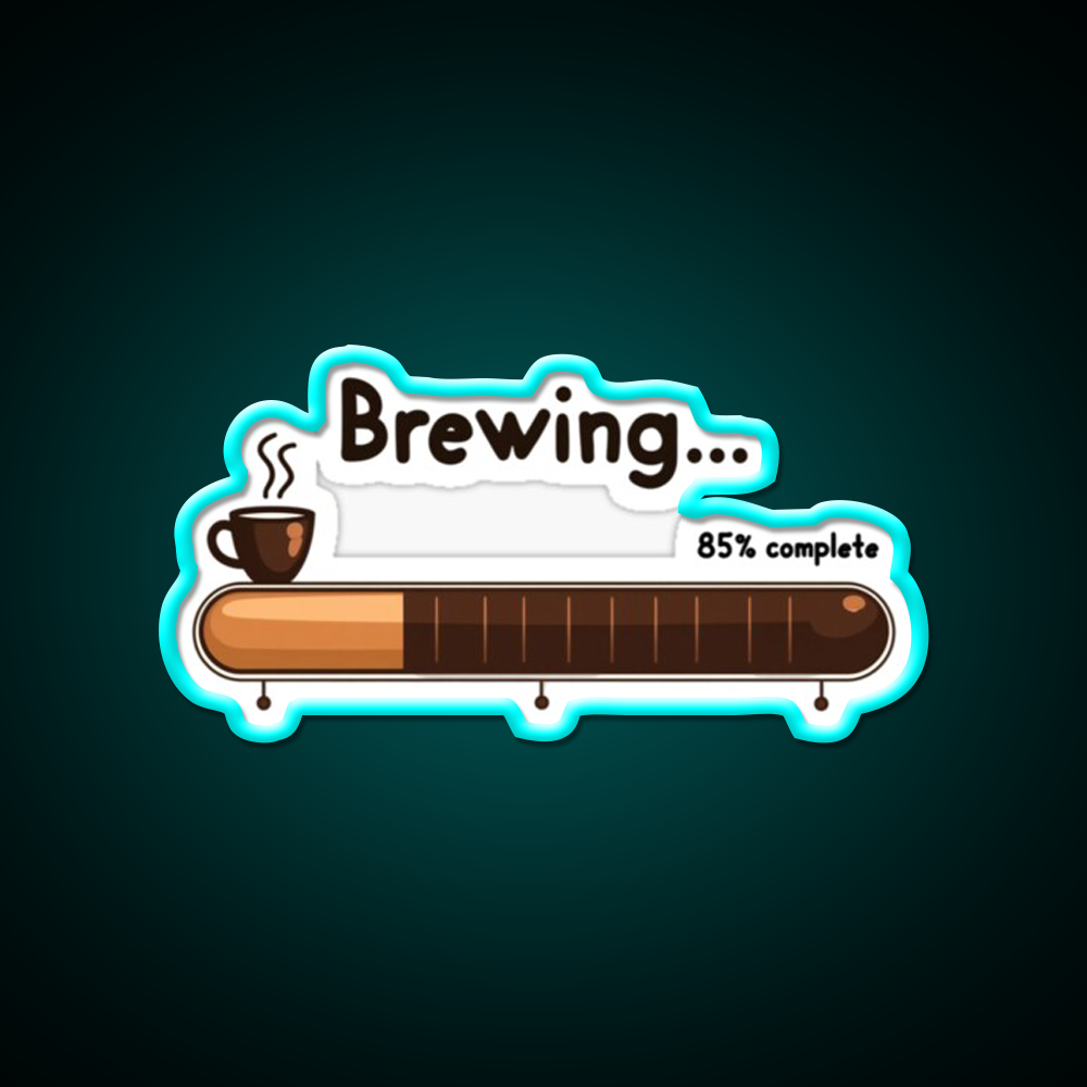 Brewing 85 Persent Complete Cafe Led Neon Sign Espresso Bar Art Rgb Color