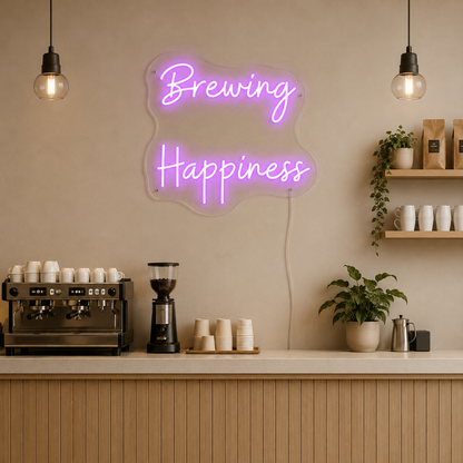 Brewing Happiness LED Neon Sign - 04 Size Image