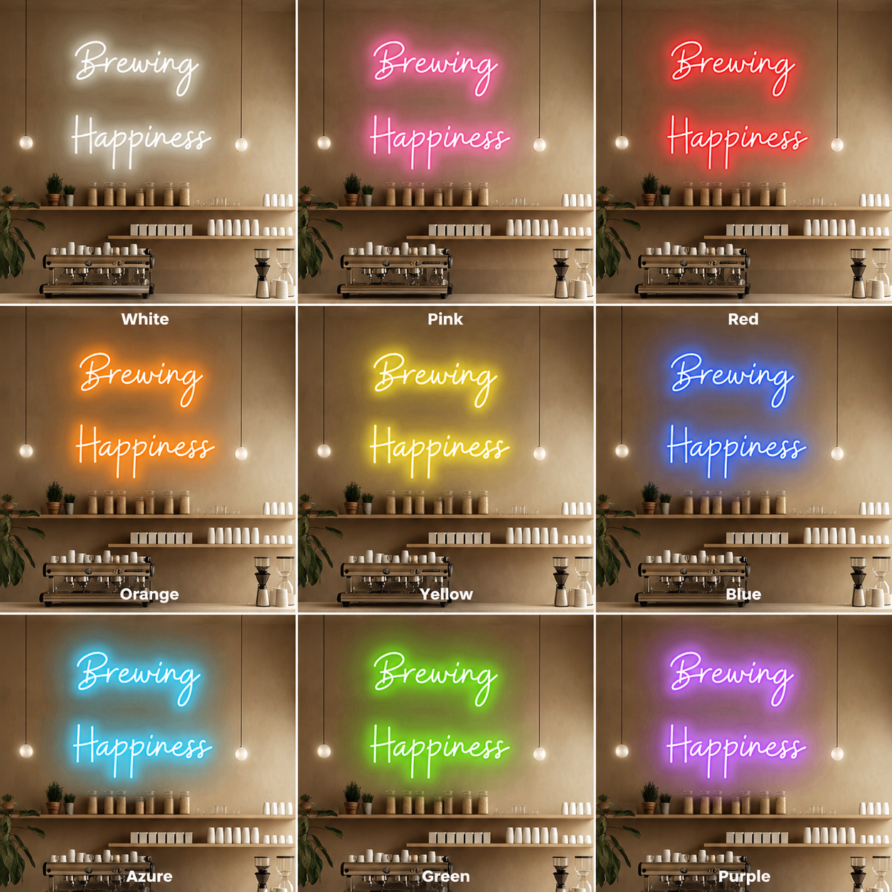 Brewing Happiness LED Neon Sign - 05 Color Grid