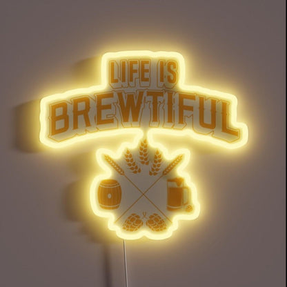 Brewing Hops Life Is Brewtiful Craft Beer Gifts Rgb Led Neon Sign - Shineneon