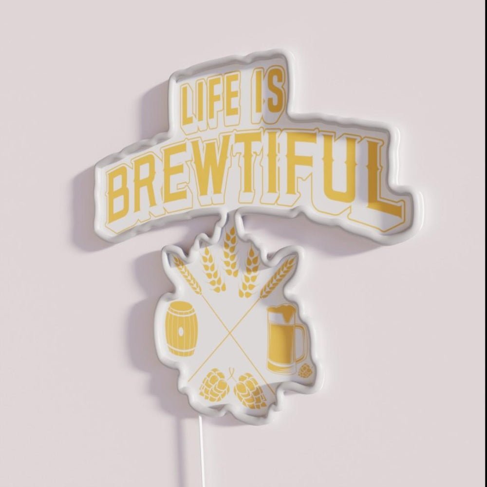 Brewing Hops Life Is Brewtiful Craft Beer Gifts Rgb Led Neon Sign - Shineneon