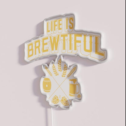 Brewing Hops Life Is Brewtiful Craft Beer Gifts Rgb Led Neon Sign - Shineneon