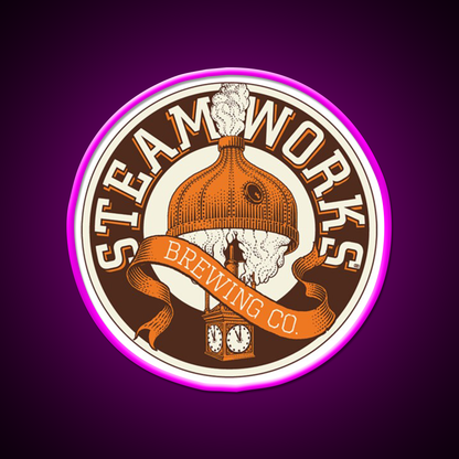 Brewing Steamworks Beer Bar Decor Led Neon Sign Rgb Color - Neon sign mounted on wall in room