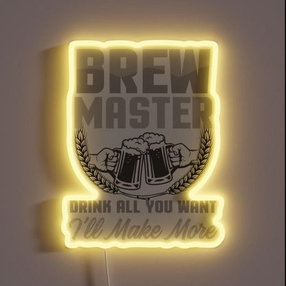 Brewmaster Drink Up I Make More Beer Brewer Rgb Led Neon Sign - Shineneon