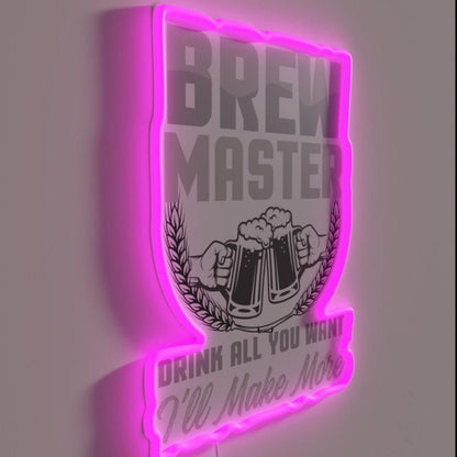Brewmaster Drink Up I Make More Beer Brewer Rgb Led Neon Sign - Shineneon