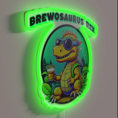 Brewosaurus Rex The Beer Loving Dinosaur Rgb Led Neon Sign - Shineneon