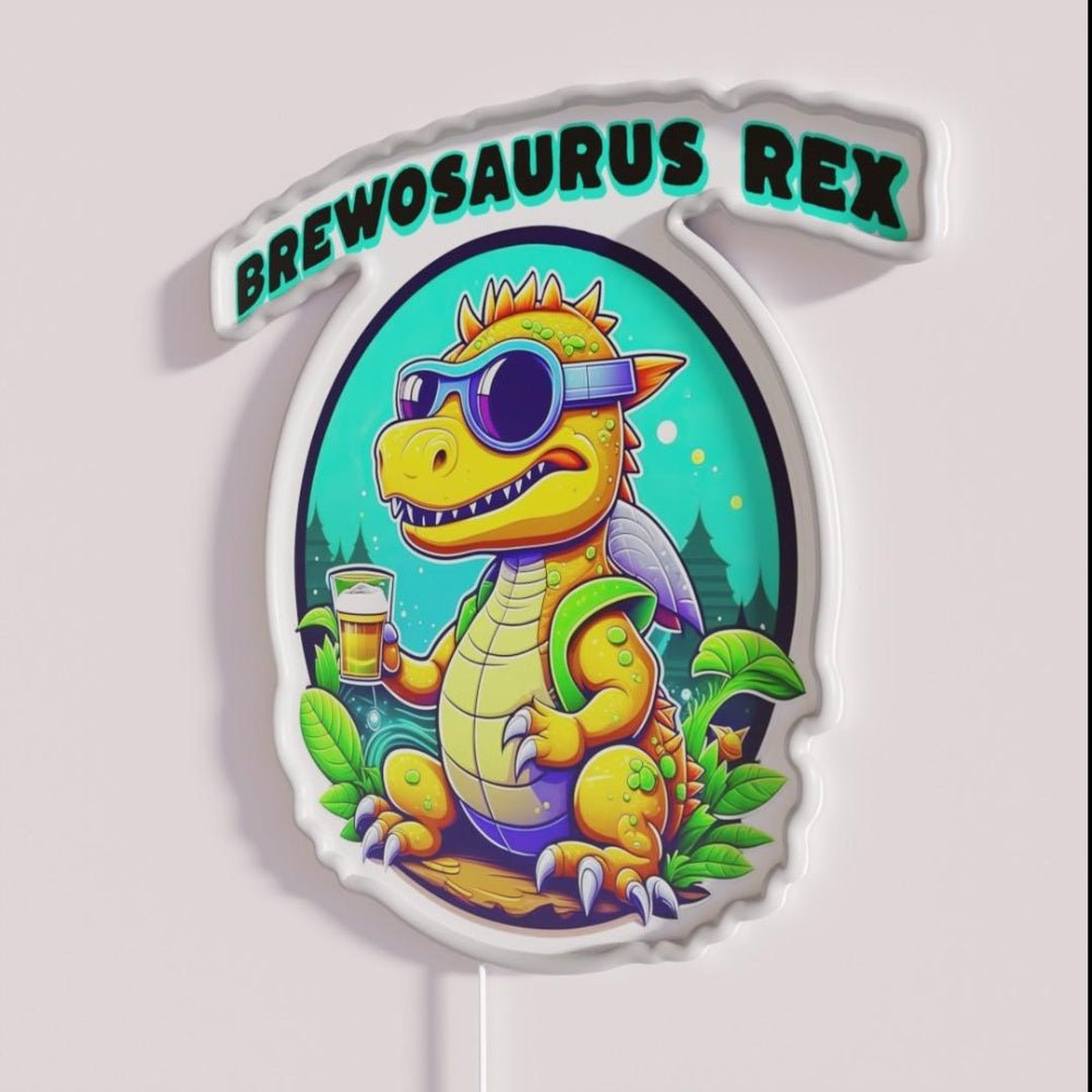 Brewosaurus Rex The Beer Loving Dinosaur Rgb Led Neon Sign - Shineneon
