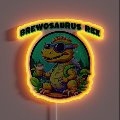 Brewosaurus Rex The Beer Loving Dinosaur Rgb Led Neon Sign - Shineneon