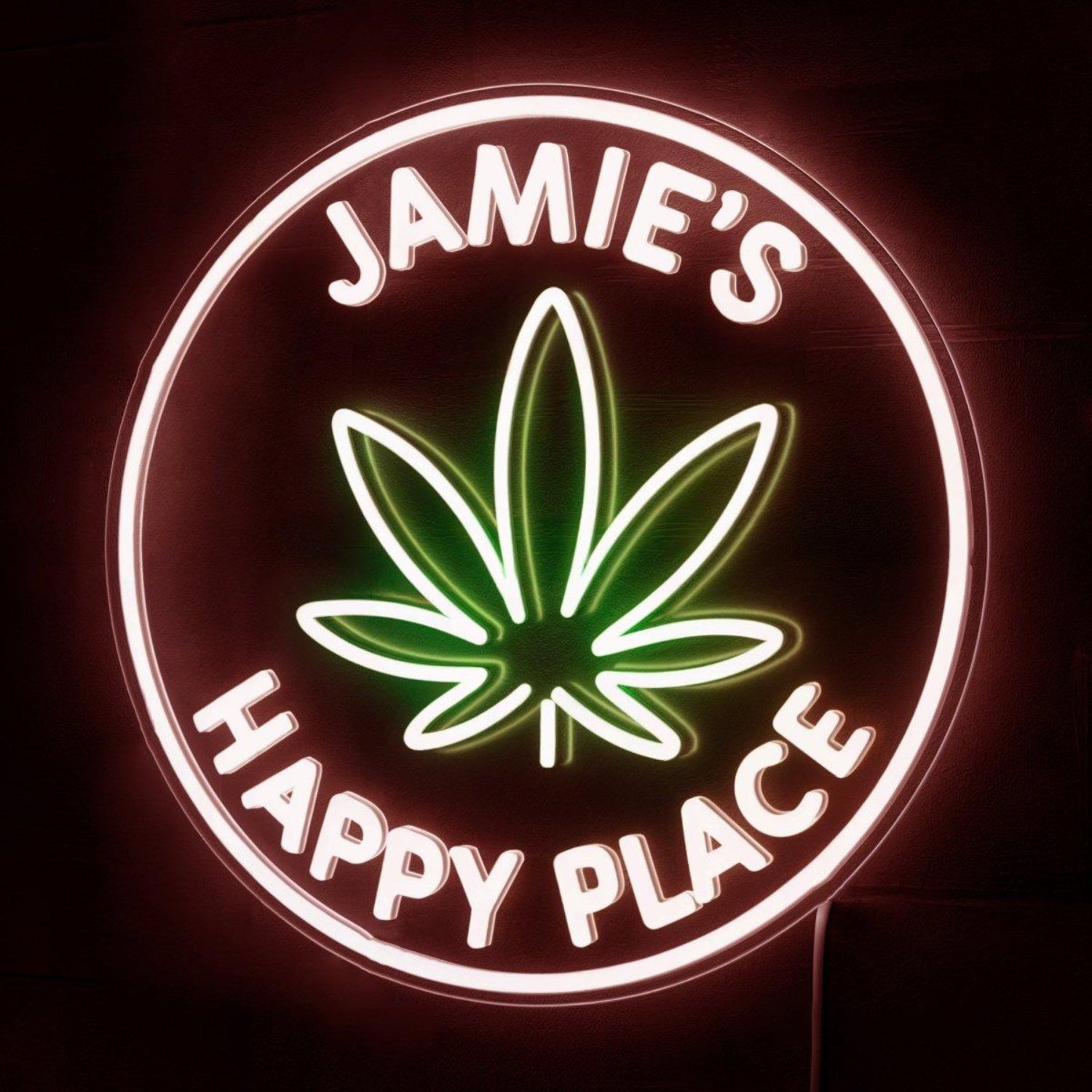 Brians Happy Place Green Weed Leaf Led Neon Sign For Man Cave Bar Decor | Shineneon