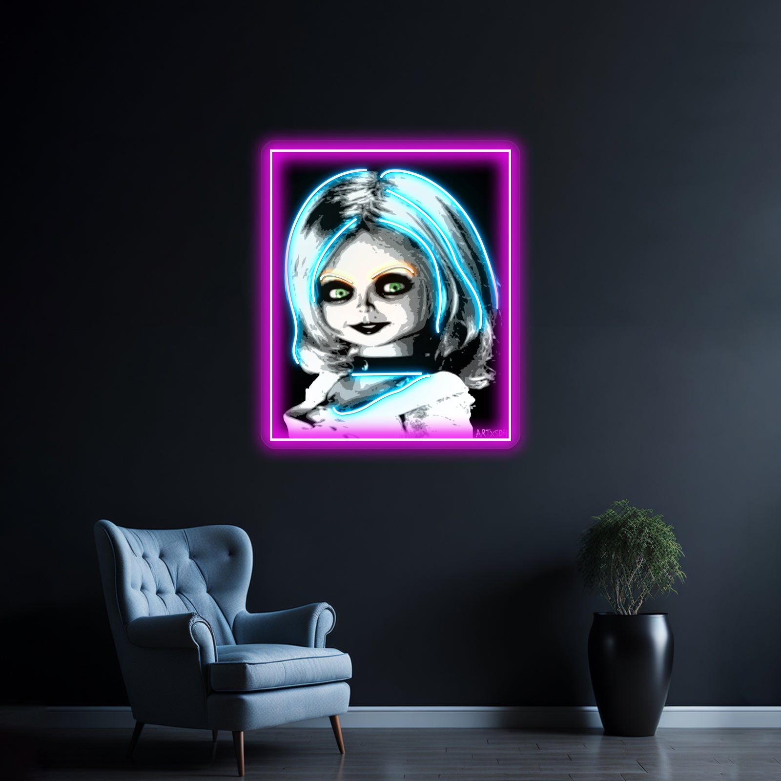 Bride Of Chucky Artwork Led Neon Sign | Shineneon