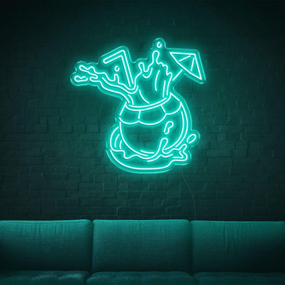 Bright Blue Coconut Splash Led Neon Sign For Home Cafe Decor | Shineneon