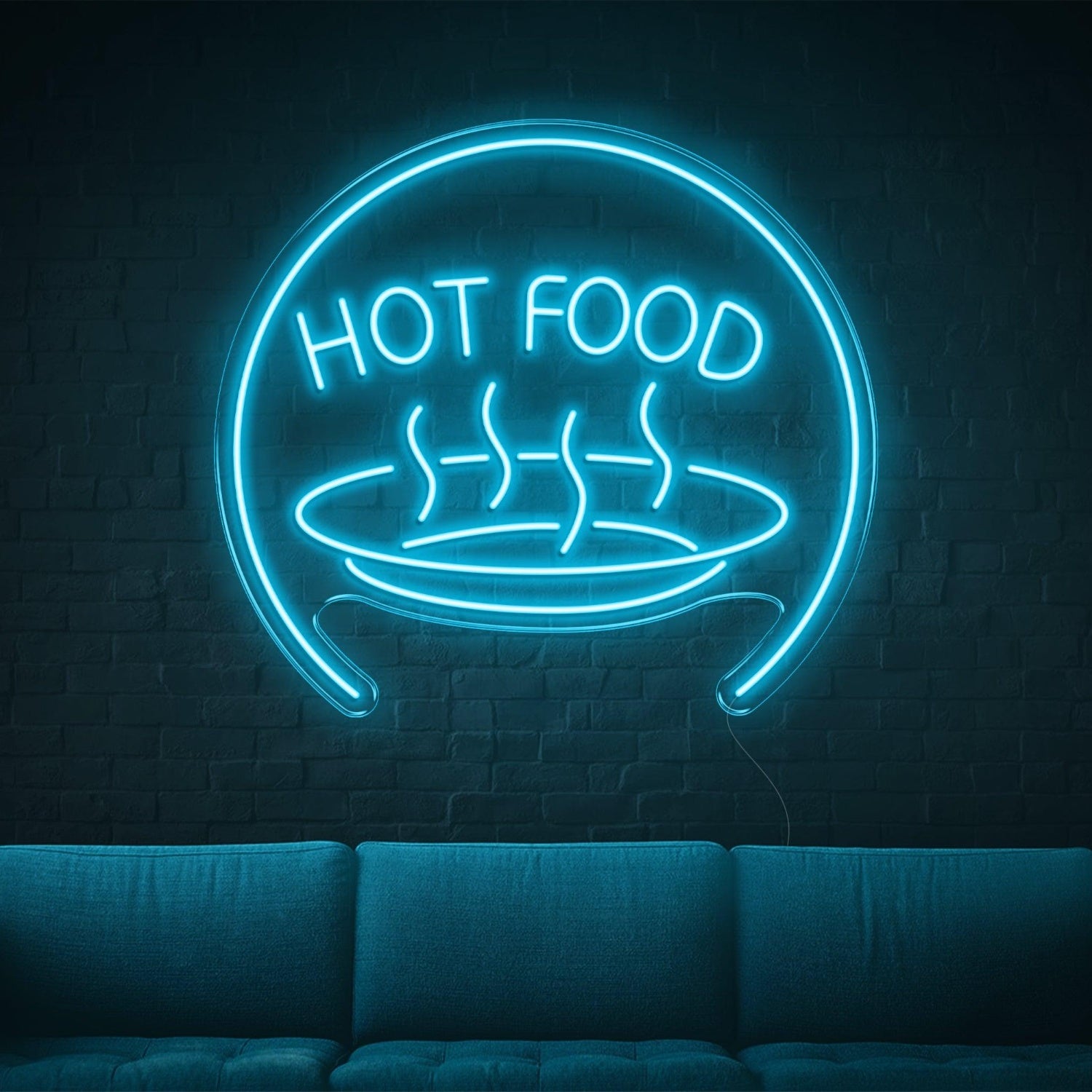 Bright Blue Hot Food With Steam Led Neon Sign For Restaurant Home Decor | Shineneon