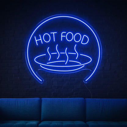 Bright Blue Hot Food With Steam Led Neon Sign For Restaurant Home Decor | Shineneon