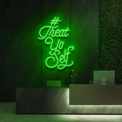 Bright Blue Treat Yo Self Script Led Neon Sign Shop Wall Decor | Shineneon