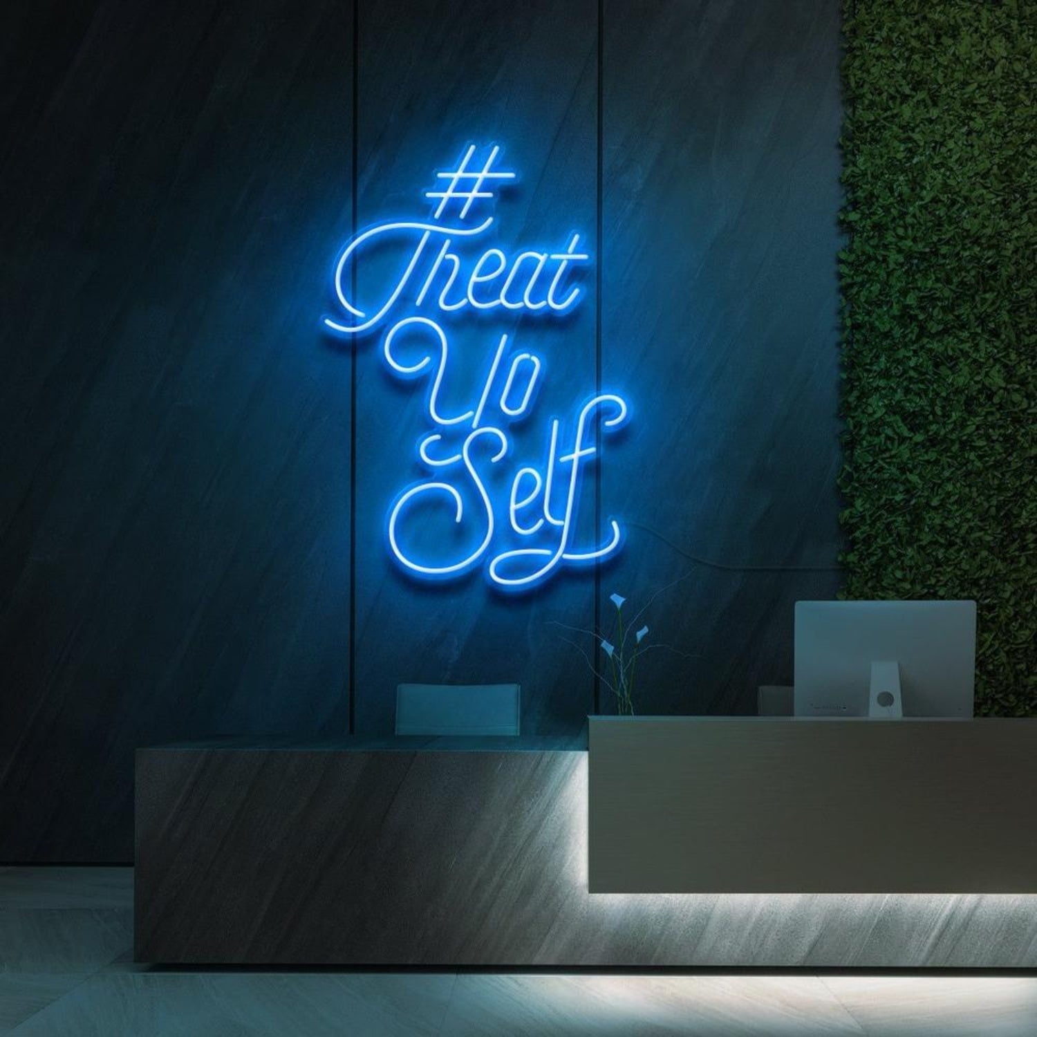Bright Blue Treat Yo Self Script Led Neon Sign Shop Wall Decor | Shineneon