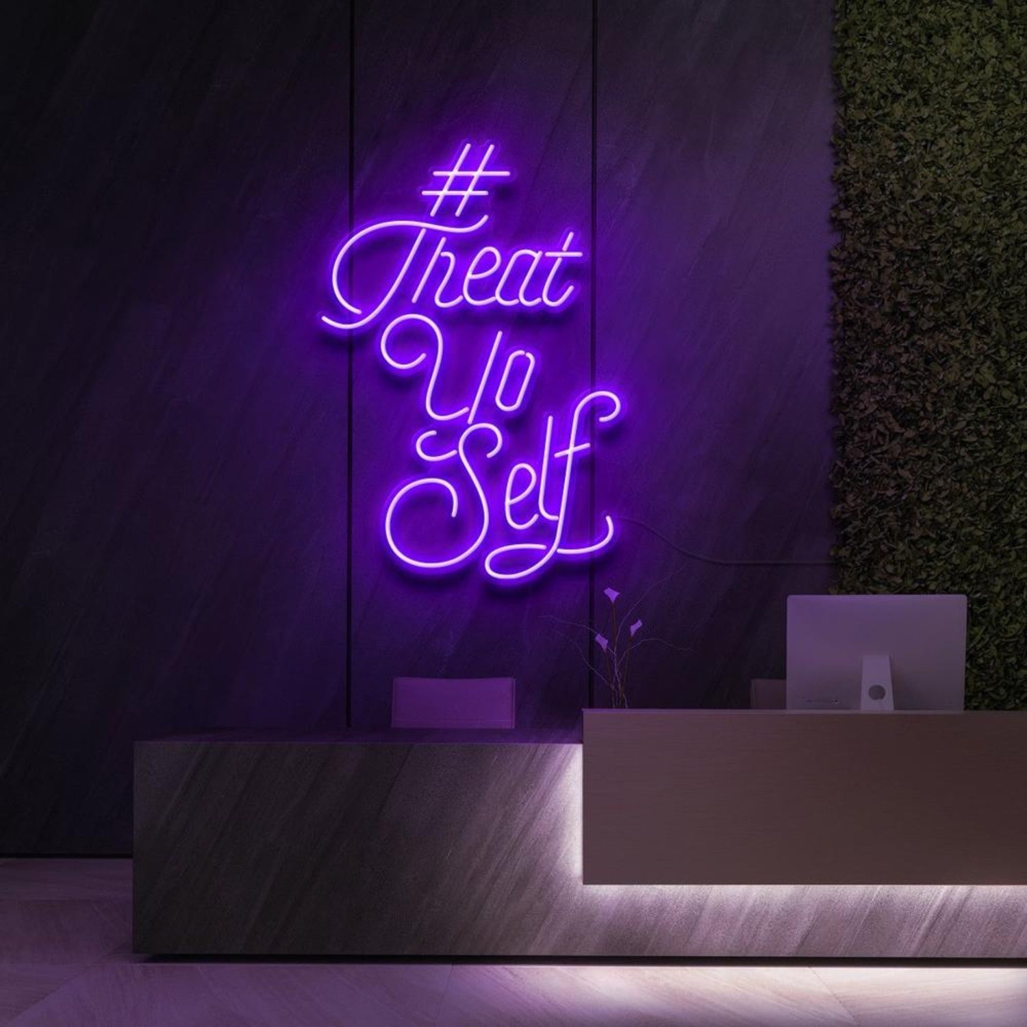 Bright Blue Treat Yo Self Script Led Neon Sign Shop Wall Decor | Shineneon