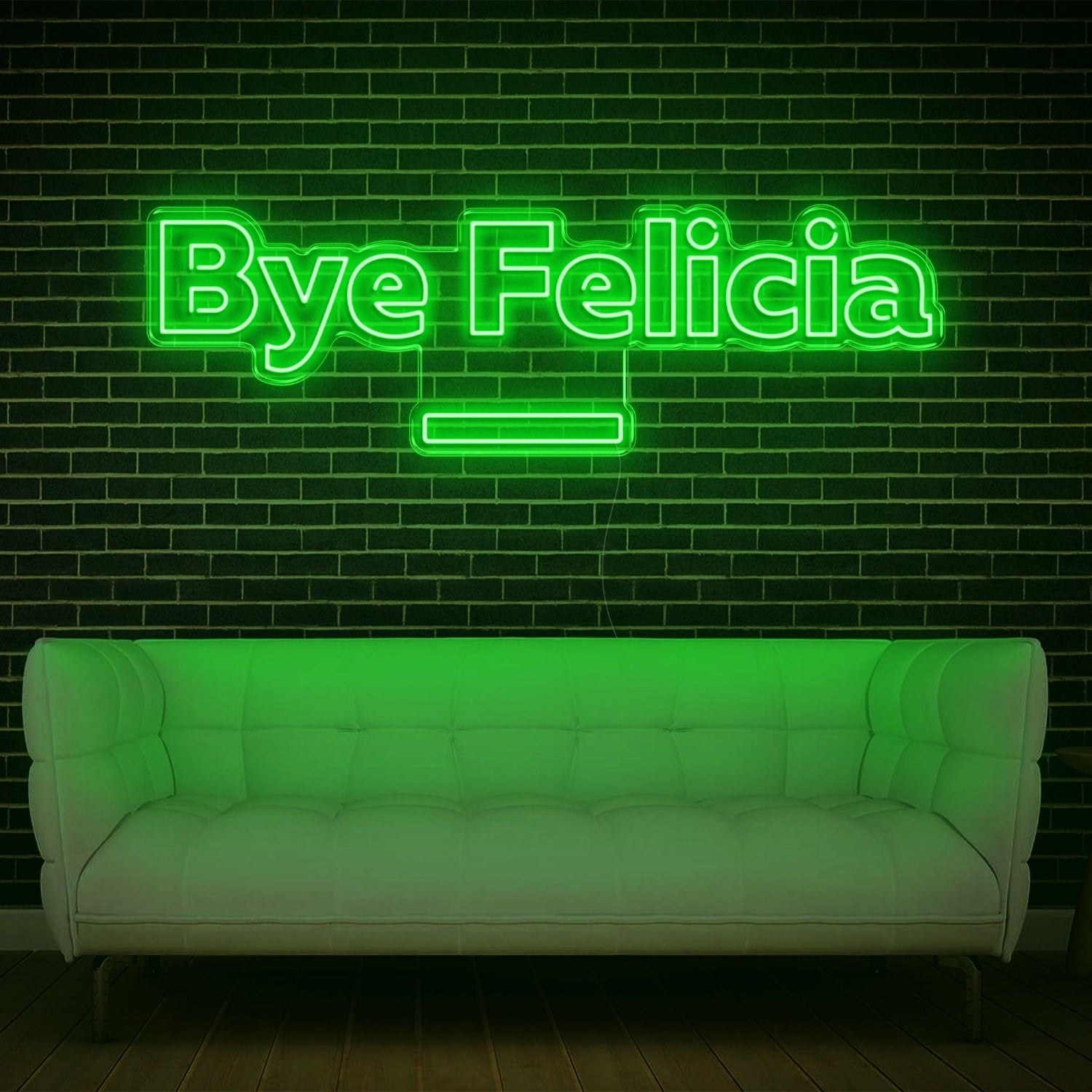 Bright Green Bye Felicia Led Neon Sign For Indoor Home Bar Cafe Decor ...