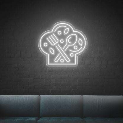 Bright Green Chef Hat With Fork Spoon Led Neon Sign For Restaurant Decor | Shineneon