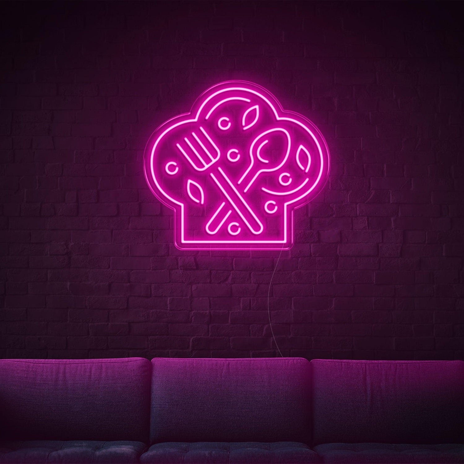 Bright Green Chef Hat With Fork Spoon Led Neon Sign For Restaurant Decor | Shineneon