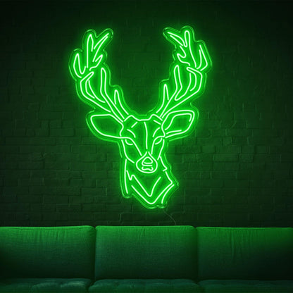 Bright Green Deer Head Led Neon Sign For Modern Home Bar Cafe Decor | Shineneon