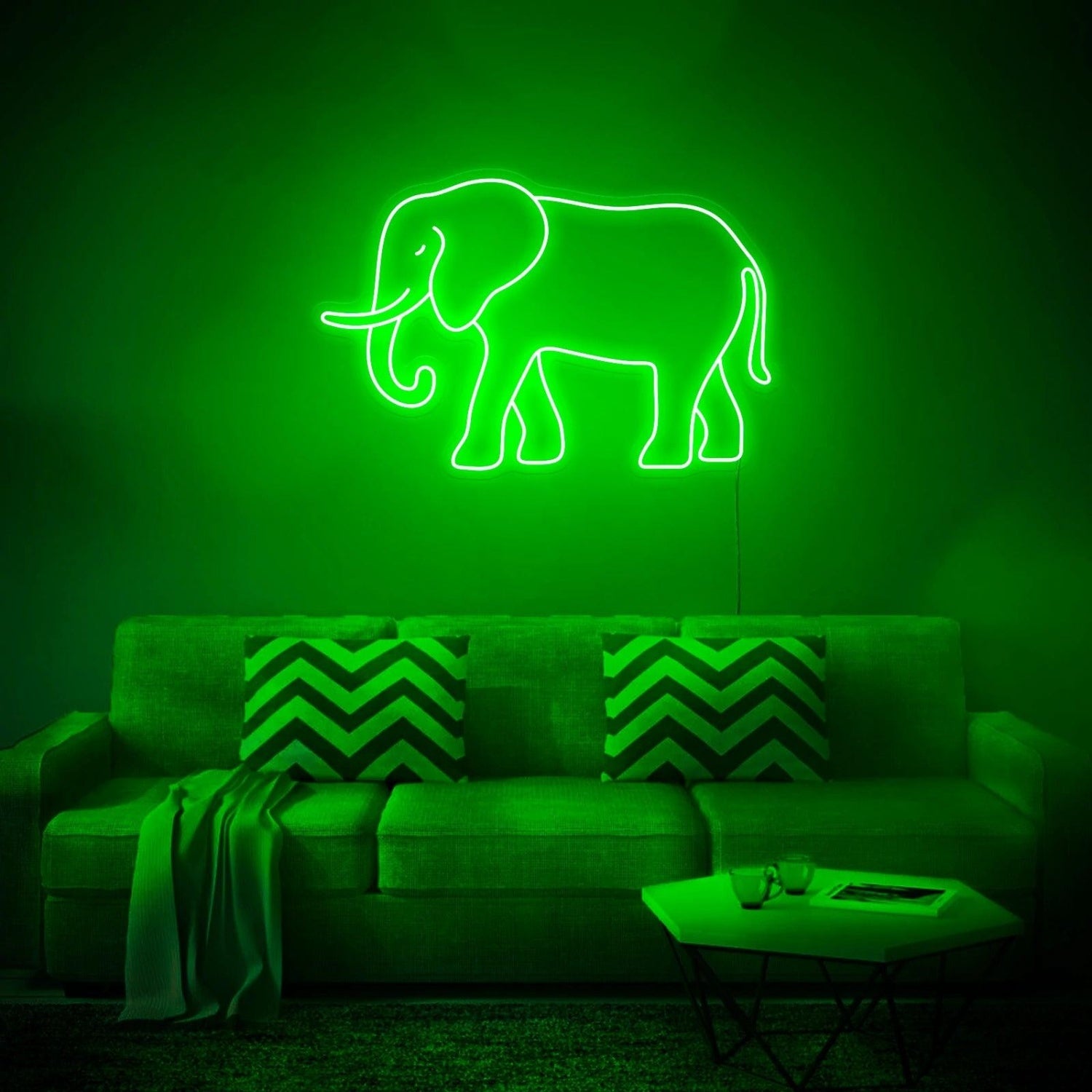Bright Green Elephant Led Neon Sign For Living Room Wall Art | Shineneon