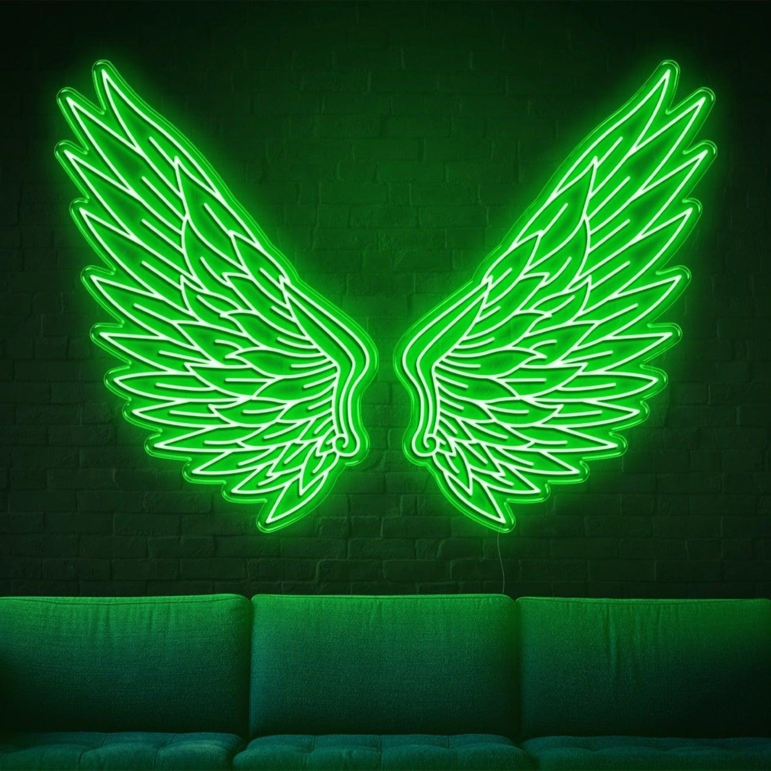 Bright Green Feathered Angel Wings Led Neon Sign For Home | Shineneon