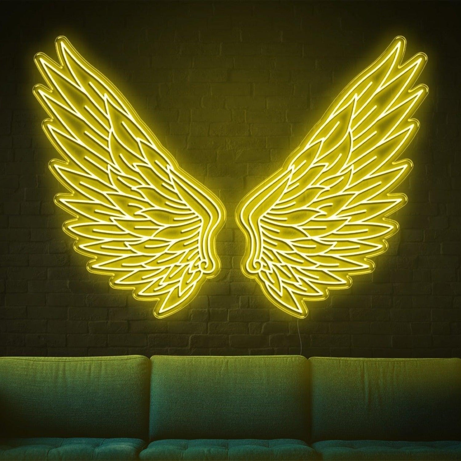 Bright Green Feathered Angel Wings Led Neon Sign For Home | Shineneon
