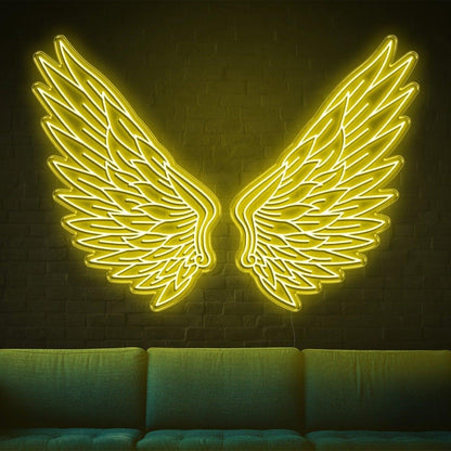 Bright Green Feathered Angel Wings Led Neon Sign For Home | Shineneon