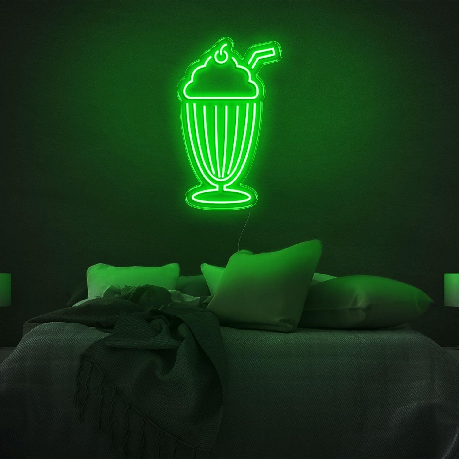 Bright Green Ice Cream Cup Led Neon Sign For Bedroom Wall Decor | Shineneon