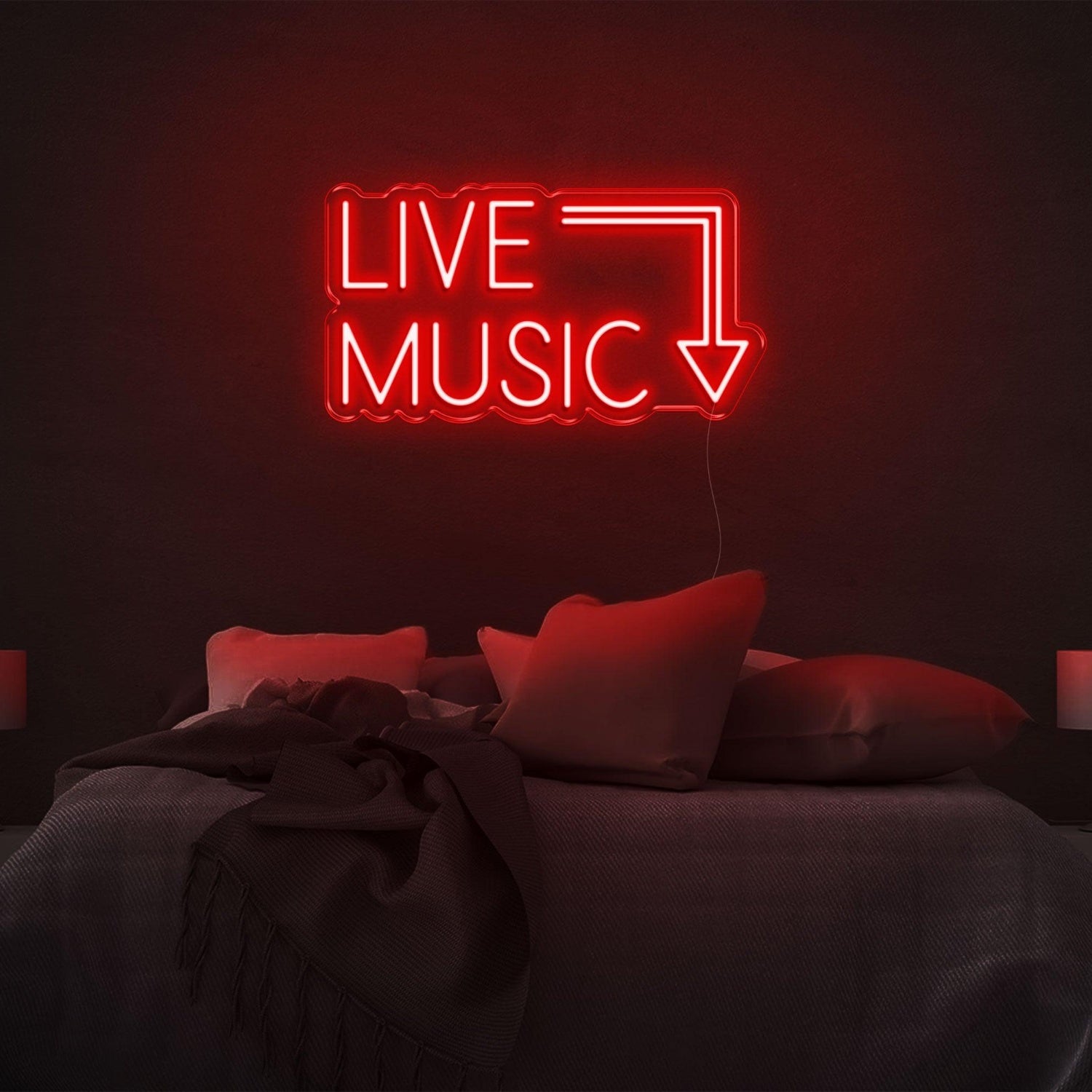 Bright Green Live Music Arrow Led Neon Sign For Bedroom Bar Decor | Shineneon