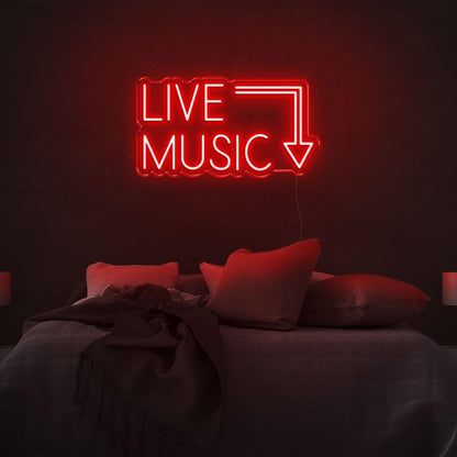Bright Green Live Music Arrow Led Neon Sign For Bedroom Bar Decor | Shineneon