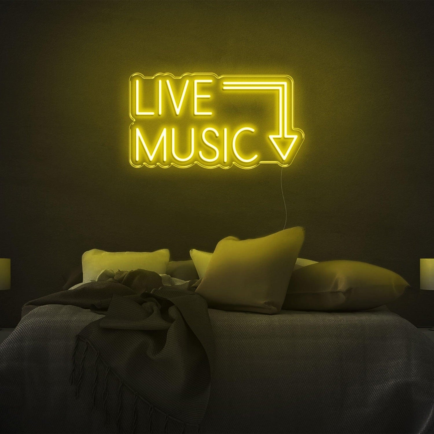 Bright Green Live Music Arrow Led Neon Sign For Bedroom Bar Decor | Shineneon