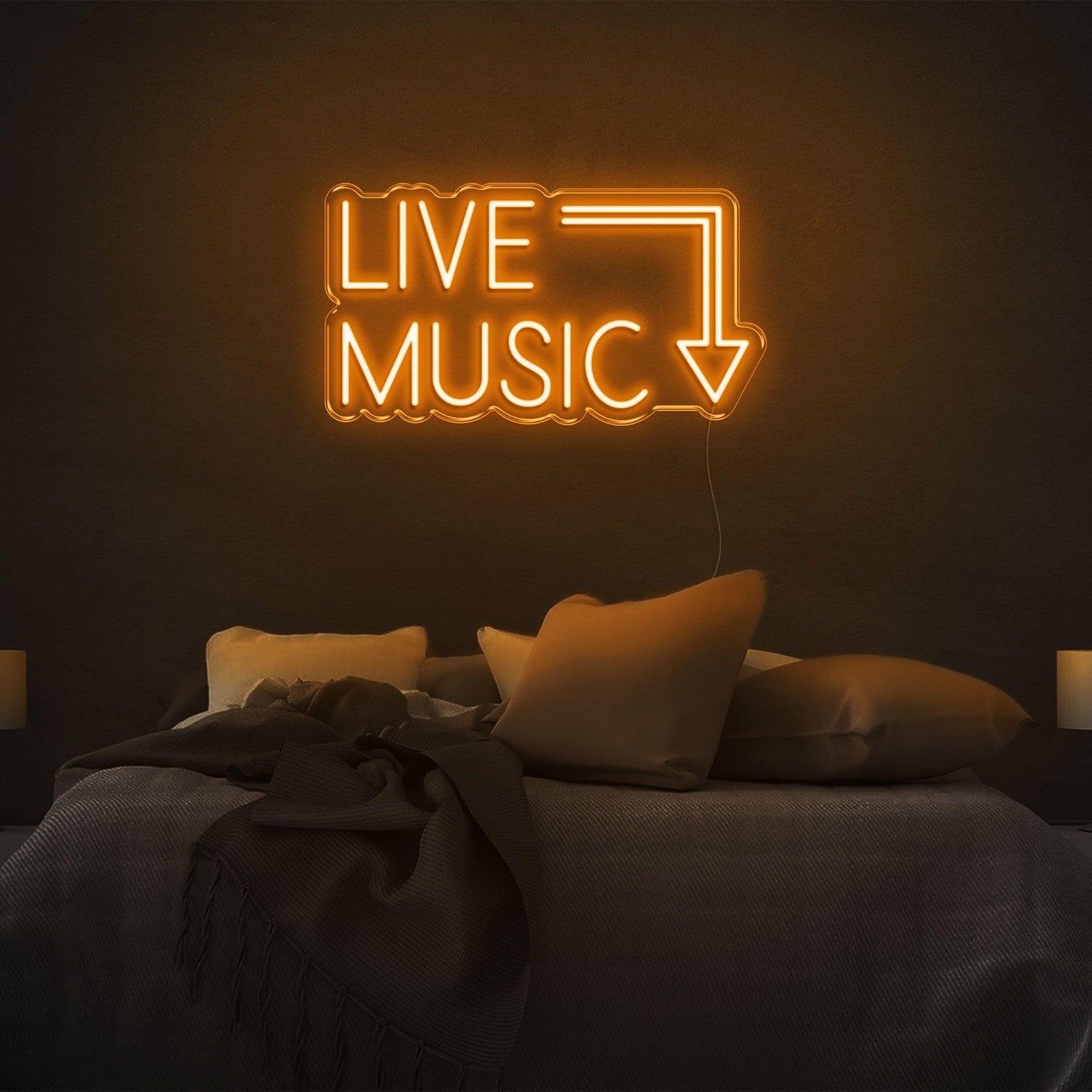 Bright Green Live Music Arrow Led Neon Sign For Bedroom Bar Decor | Shineneon