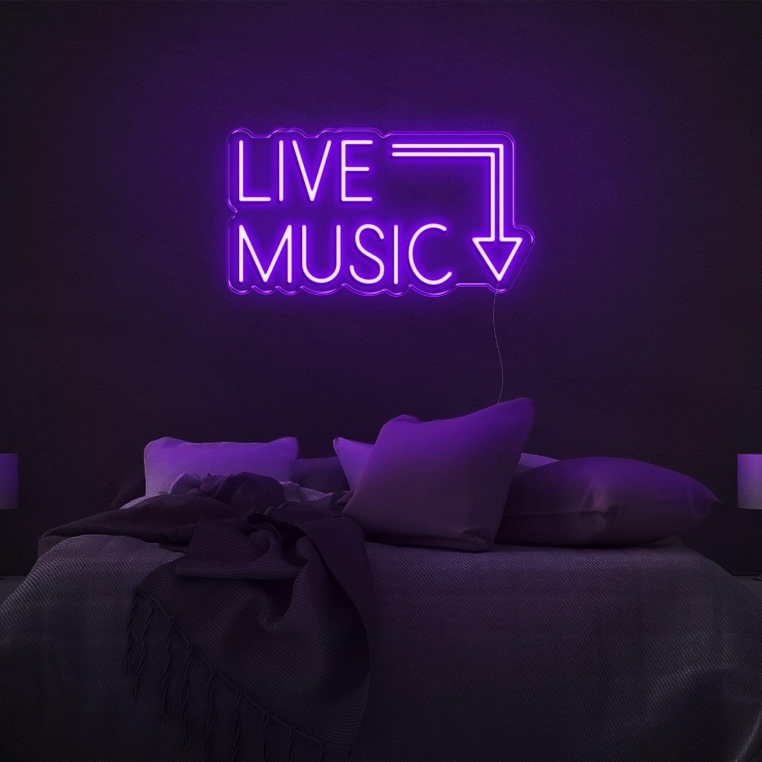 Bright Green Live Music Arrow Led Neon Sign For Bedroom Bar Decor | Shineneon