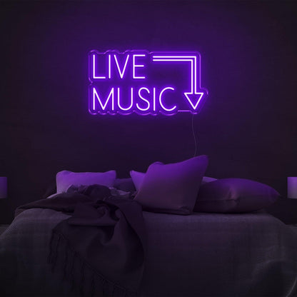 Bright Green Live Music Arrow Led Neon Sign For Bedroom Bar Decor | Shineneon