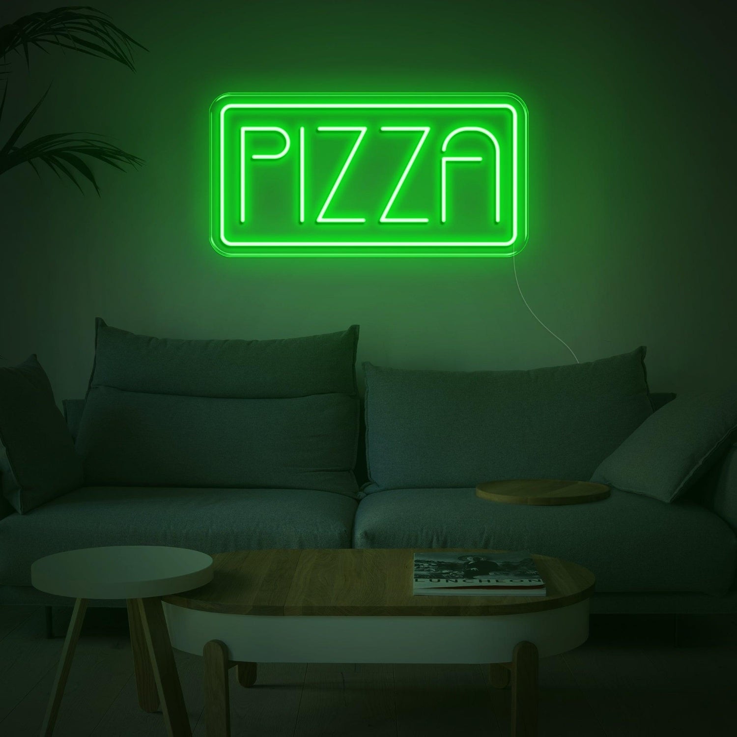 Bright Green Modern Line Font Pizza Led Neon Sign For Home Decor And Pizzerias | Shineneon